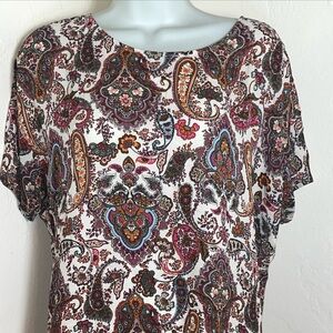 DR2 Daniel Rain Top Womens Size L Paisley Boho Peasant Flowy